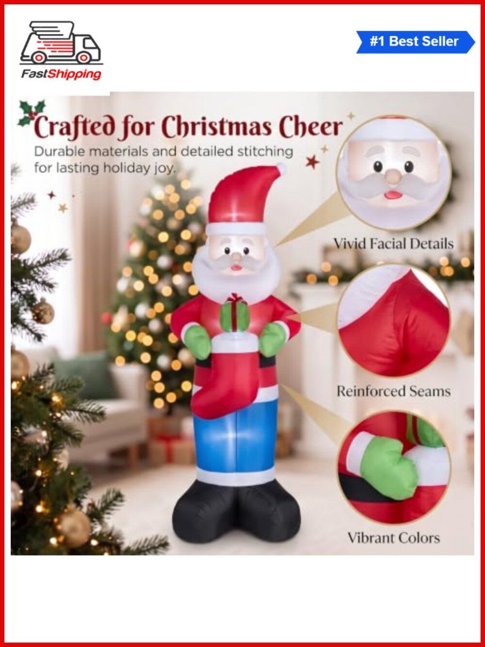 ๐
8FT Christmas Inflatable Santa Stocking LED Yard Decor - Picture 4 of 6